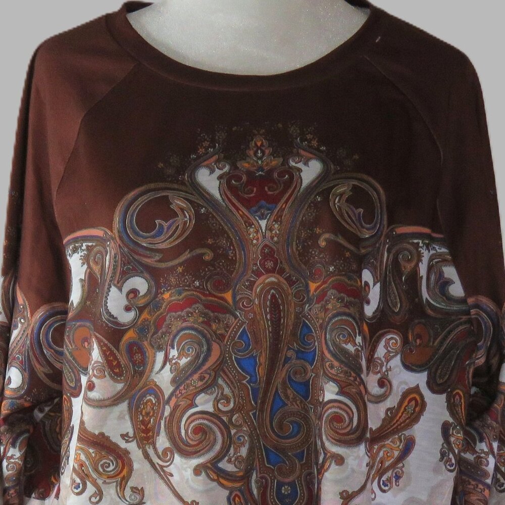 NWT Just Fashion Now Women's Long Sleeve Mandala Pullover Blouse Size XL (C618)